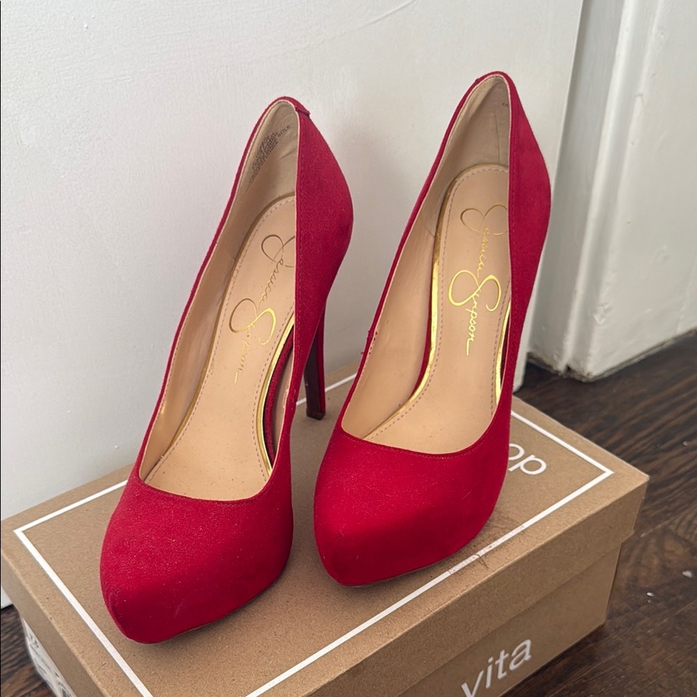 Elegant Red High Heels - Jessica Simpson
